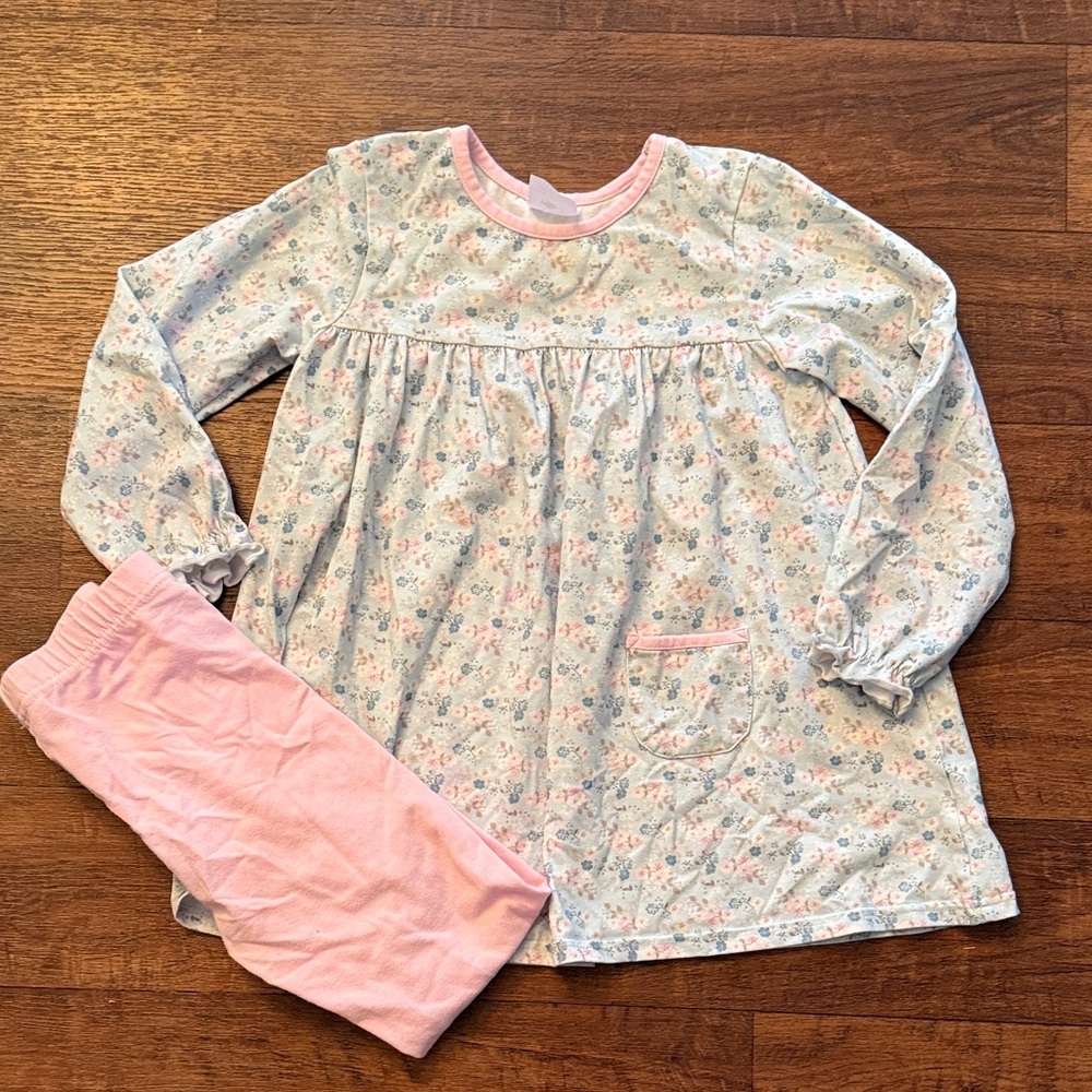 Stitch Fish Girls' Pink Floral Long-Sleeve Set